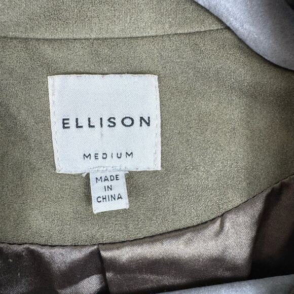 Ellison Green Long Sleeve Lined Asymmetrical Full Zip Lightweight Suede Jacket M - Picture 6 of 8